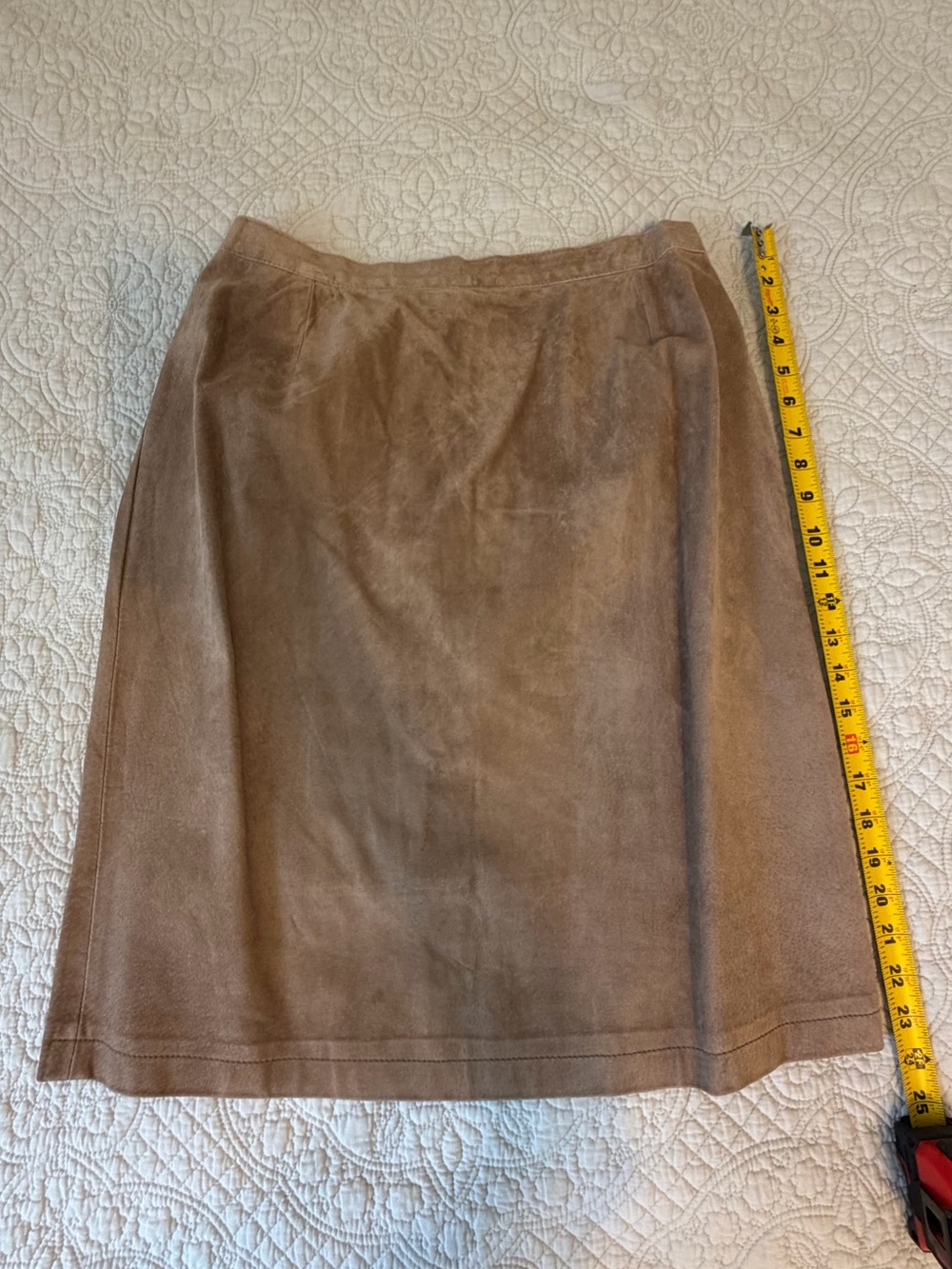 Vintage Genuine Brazilian 100 Leather Suede Tan Brown A-Line Skirt Size 16